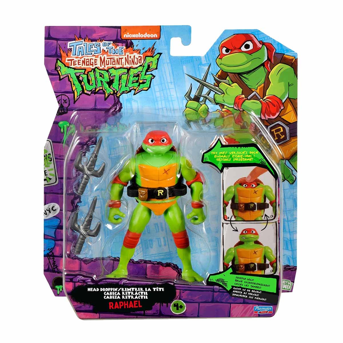 Boneco Raphael de 10cm Cabeca Retratil - As Tartarugas Ninja