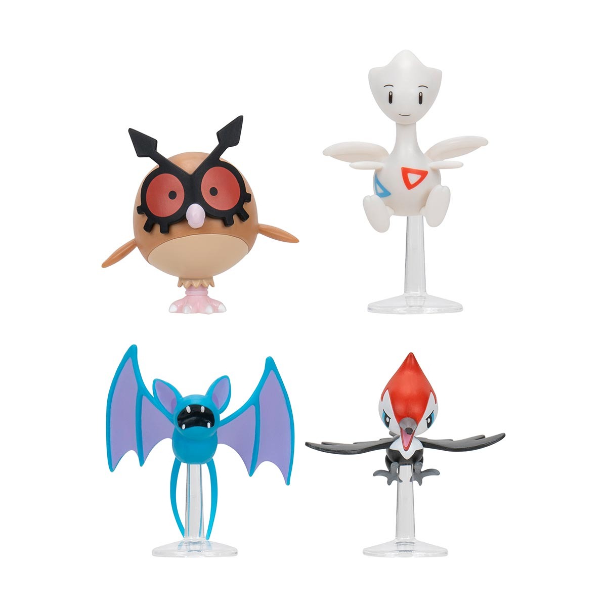 4 Bonecos Togetic, Pikipek, Zubat e Hoothoot - Pokémon