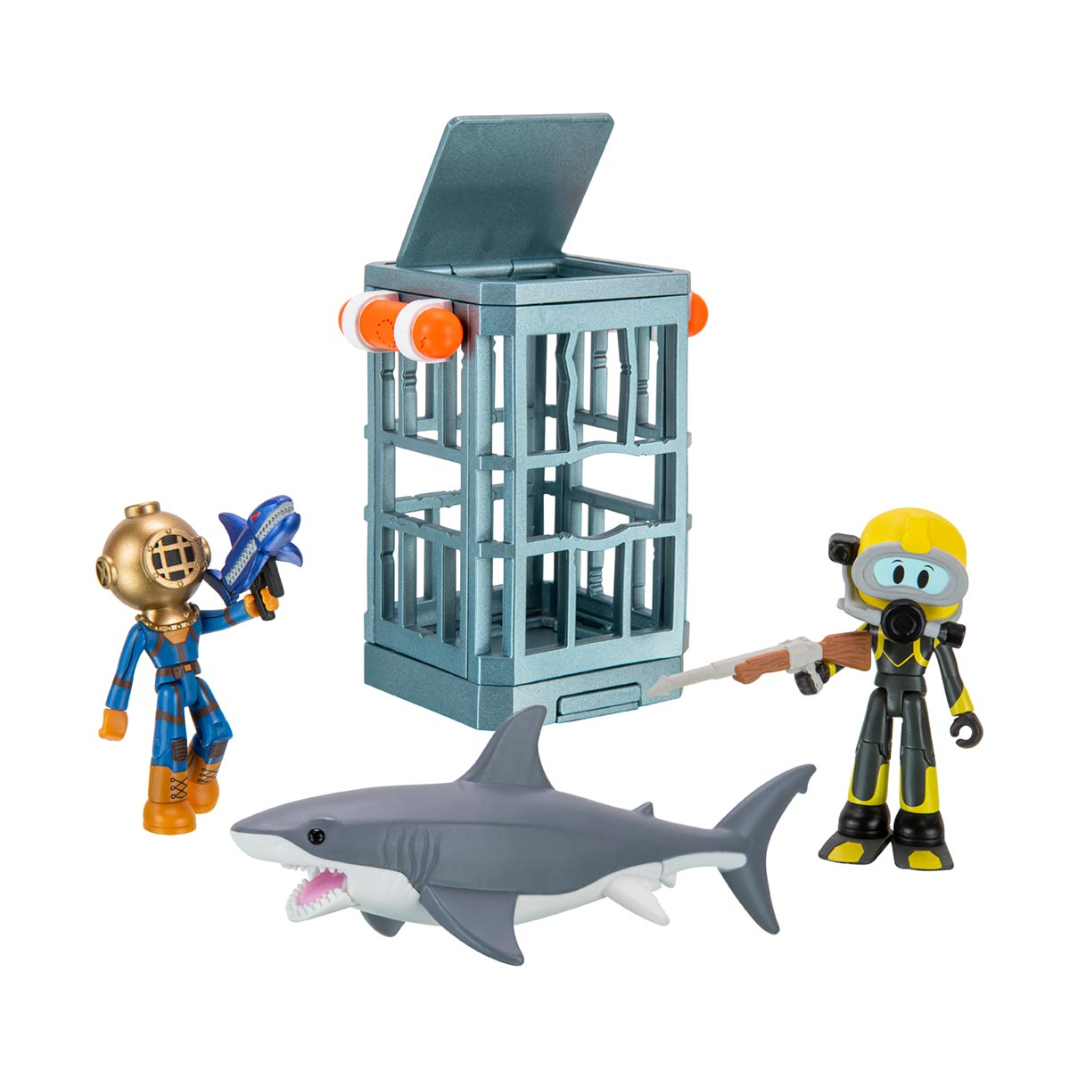 2 Bonecos Com Acessórios Shark Cage - Devseries 2 Bonecos Com Acessórios Shark Cage - Devseries