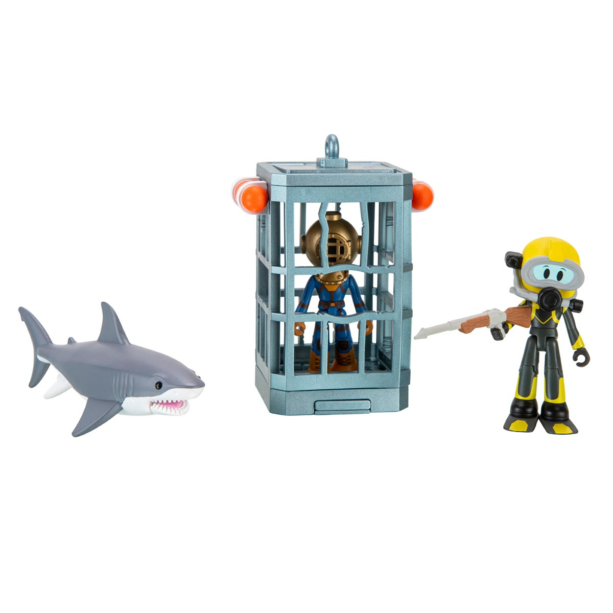 2 Bonecos Com Acessórios Shark Cage - Devseries 2 Bonecos Com Acessórios Shark Cage - Devseries