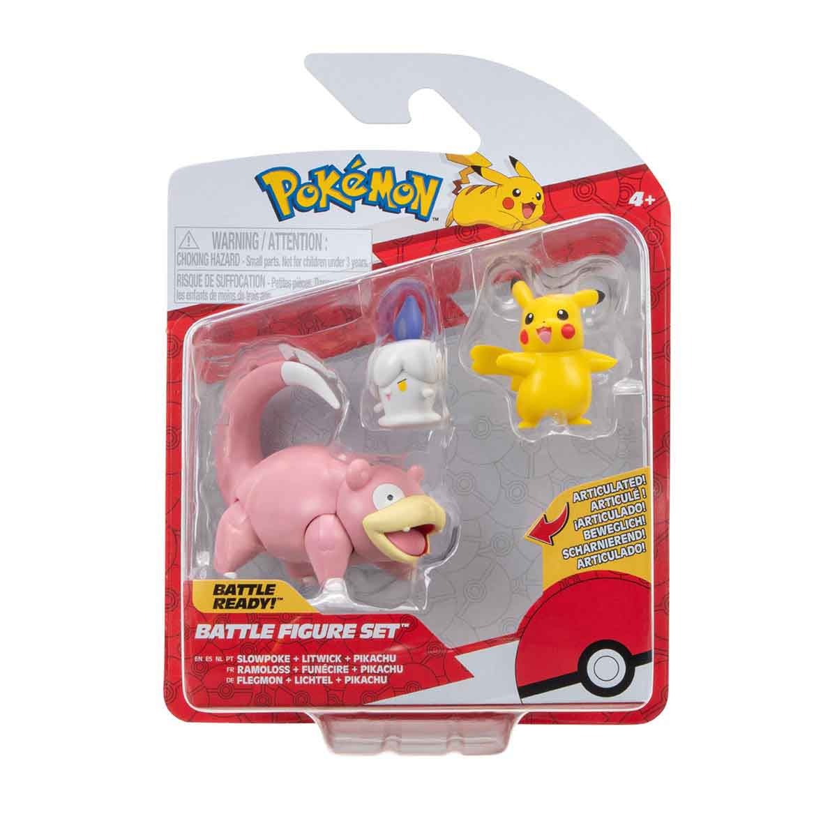 3 Bonecos Slowpoke, Litwick E Pikachu - Pokemon 3 Bonecos Slowpoke, Litwick E Pikachu - Pokemon