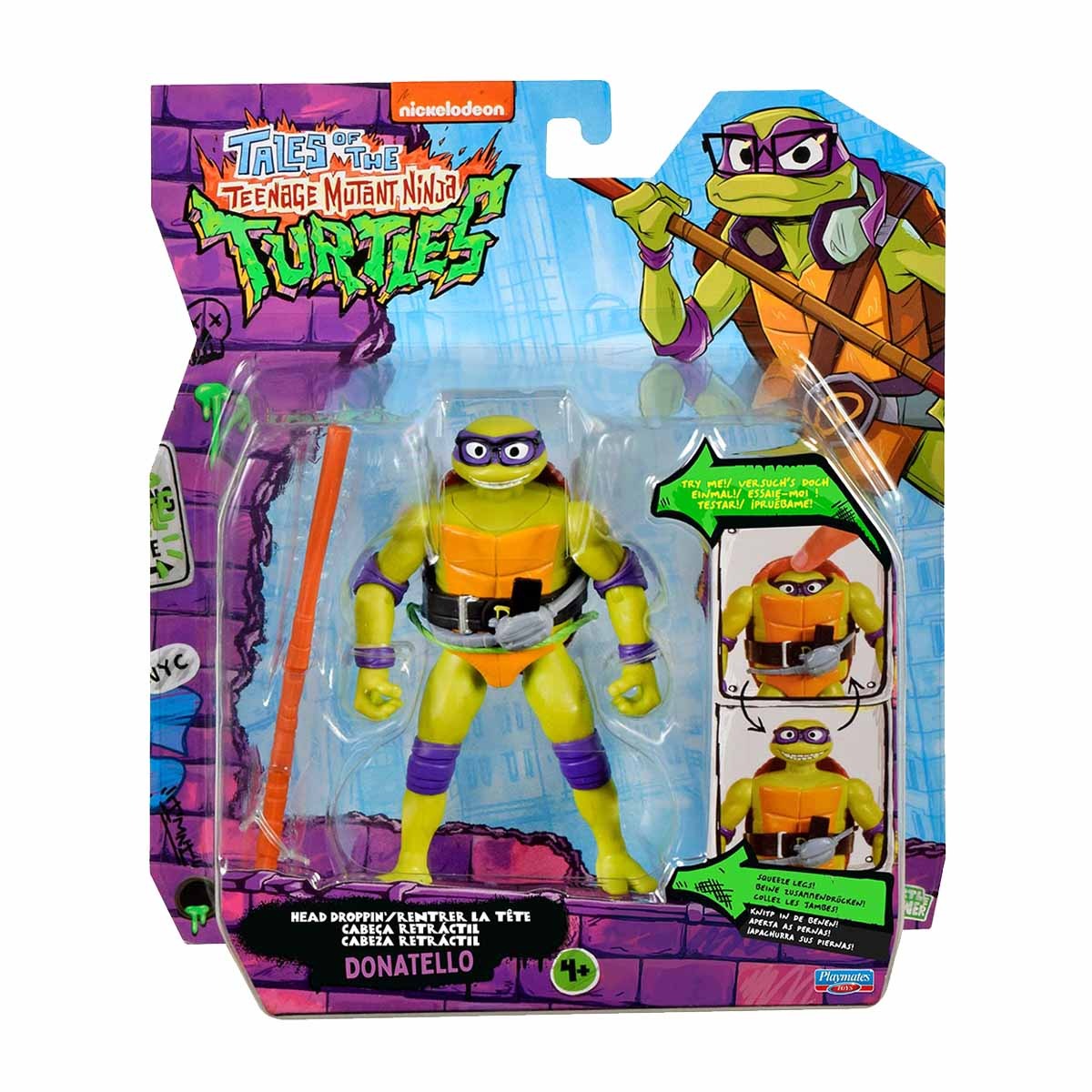 Boneco Donatello de 10cm Cabeca Retratil As Tartarugas Ninja
