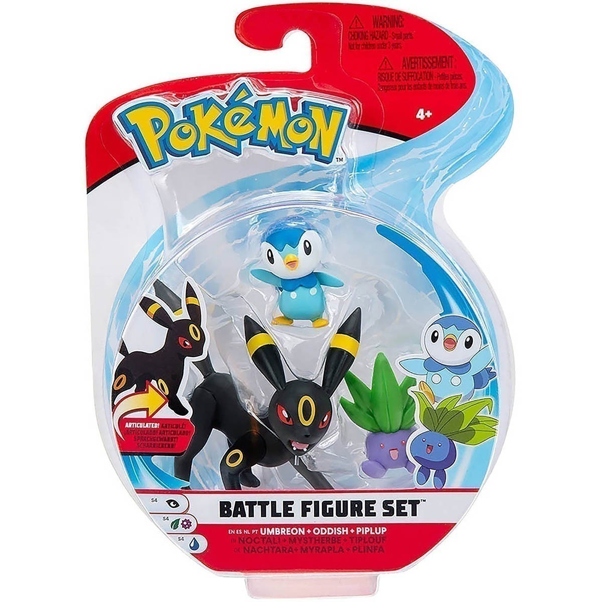 Pokémon - 3 Figuras De Ação - Umbreon + Oddish + Piplup Pokémon - 3 Figuras De Ação - Umbreon + Oddish + Piplup