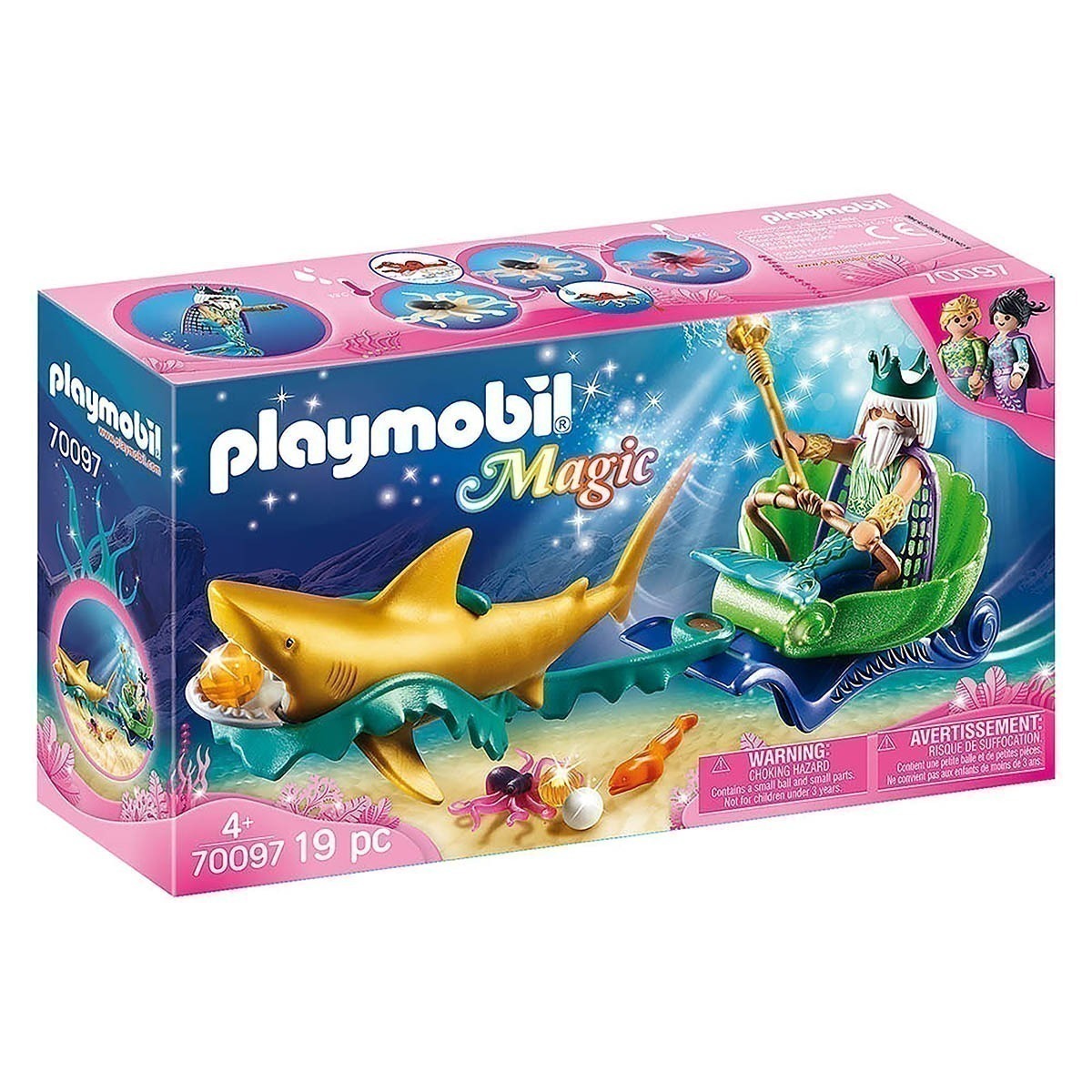 Playmobil - Rei Do Mar Com Carruagem De Tubarão - Magic - 70097