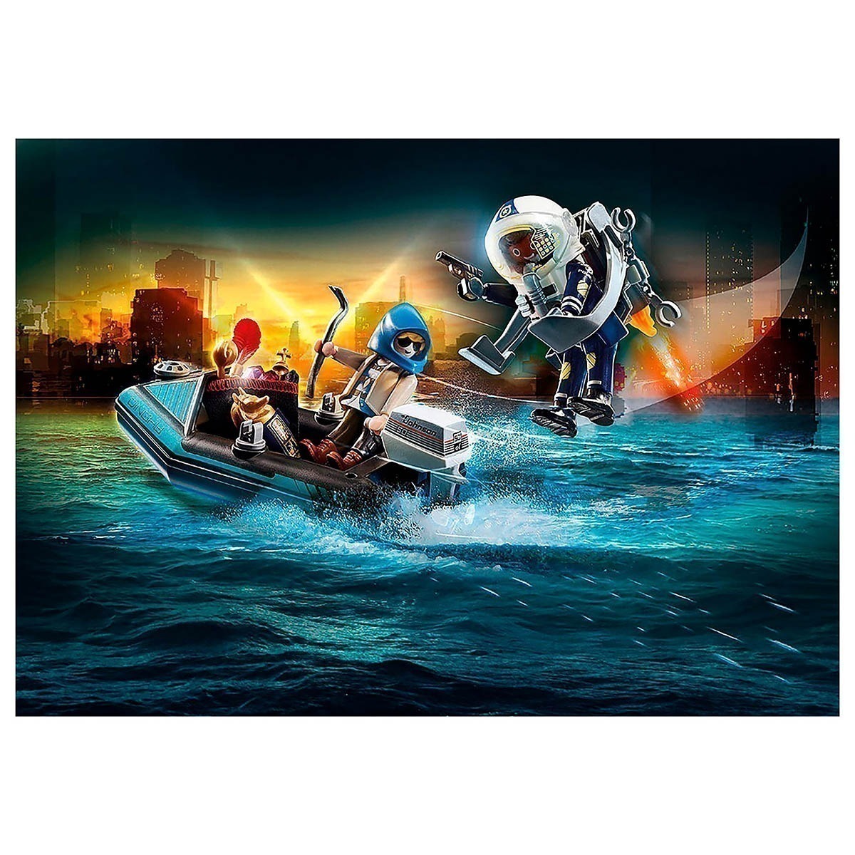 Playmobil - Polícia Com Jet Pack E Barco - City Action - 70782