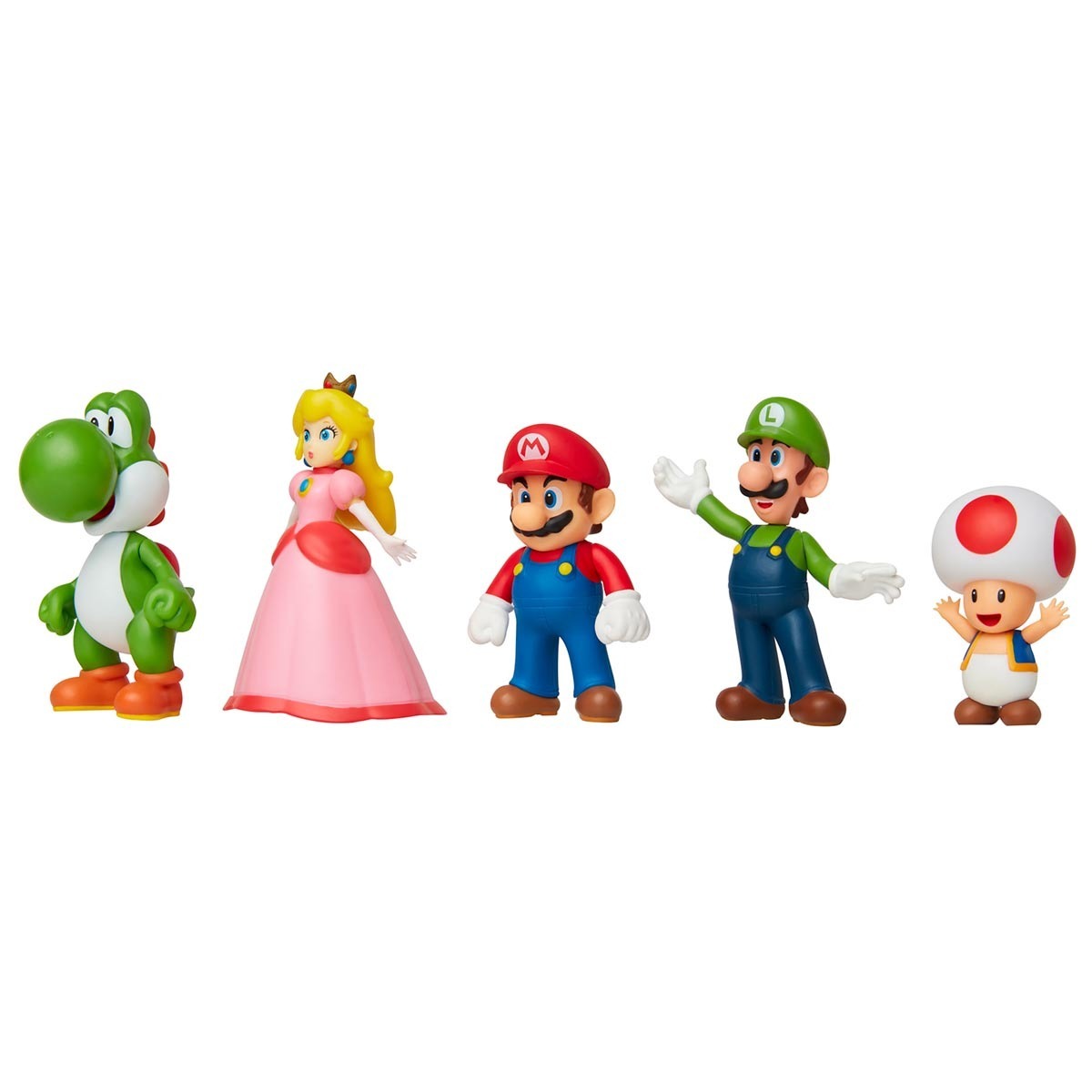 5 Bonecos Mario, Luigi, Yoshi, Toad E Peach - Super Mario
