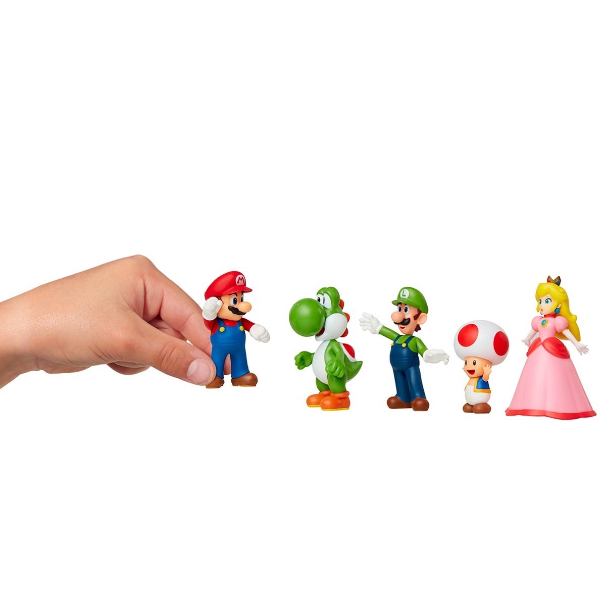 5 Bonecos Mario, Luigi, Yoshi, Toad E Peach - Super Mario