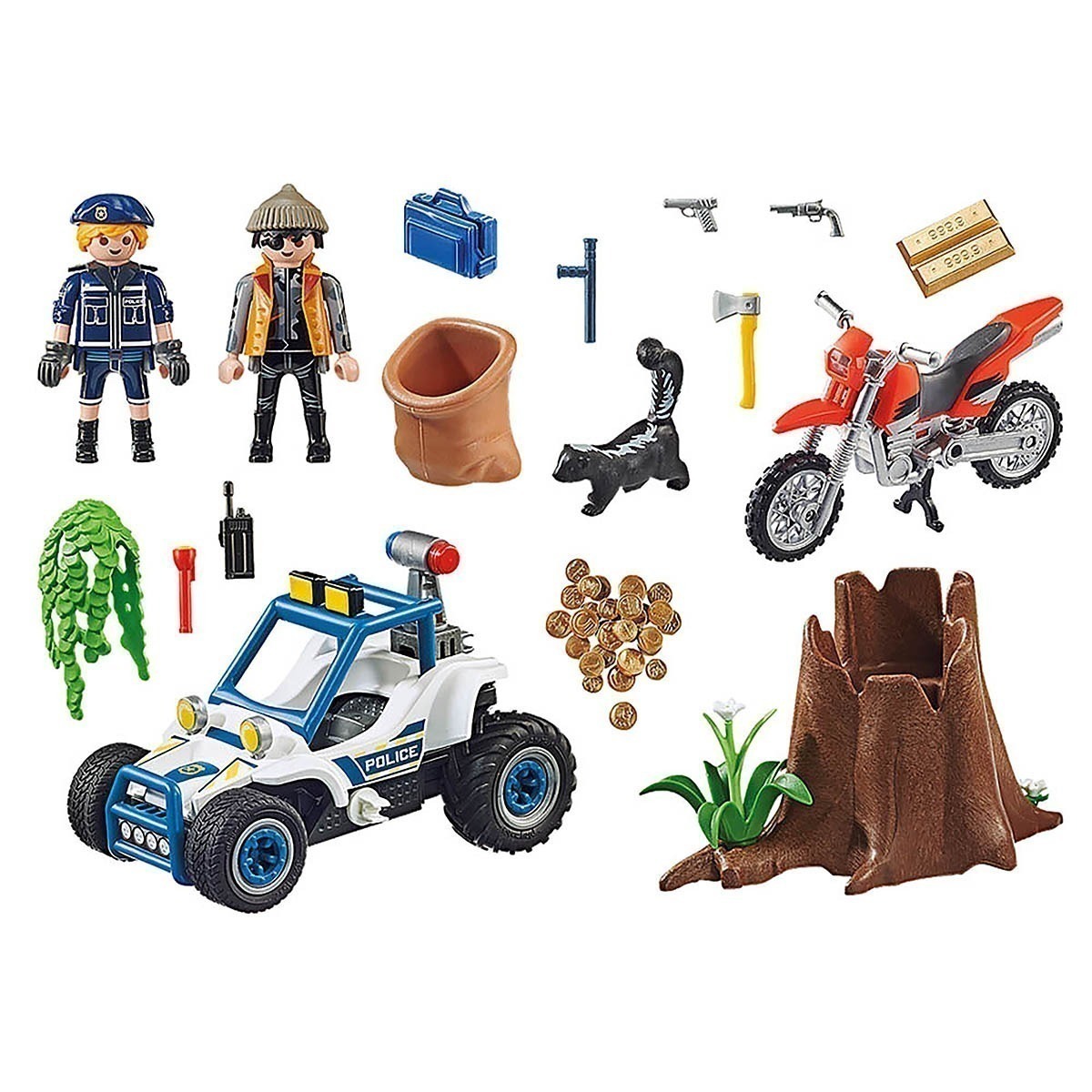 Playmobil - Carro Off-Road Da Polícia Com Bandido - City Action - 70570