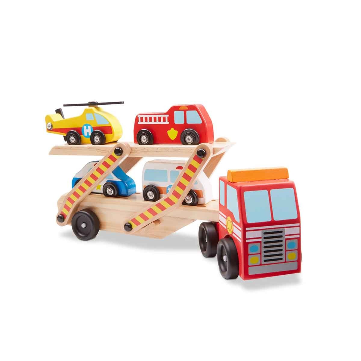 Caminhao Cegonha de Madeira Carrinho Resgate Melissa & Doug