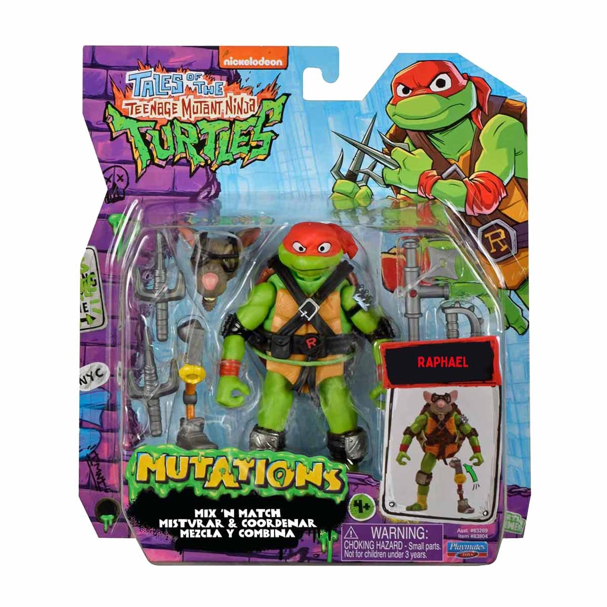Boneco Raphael de 10cm Mix 'N Match - As Tartarugas Ninja