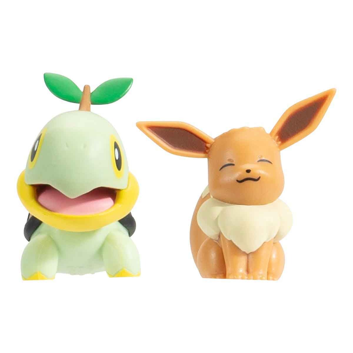 Floresta Outonal 15Cm Com Boneco Eevee E Turtwig - Pokémon