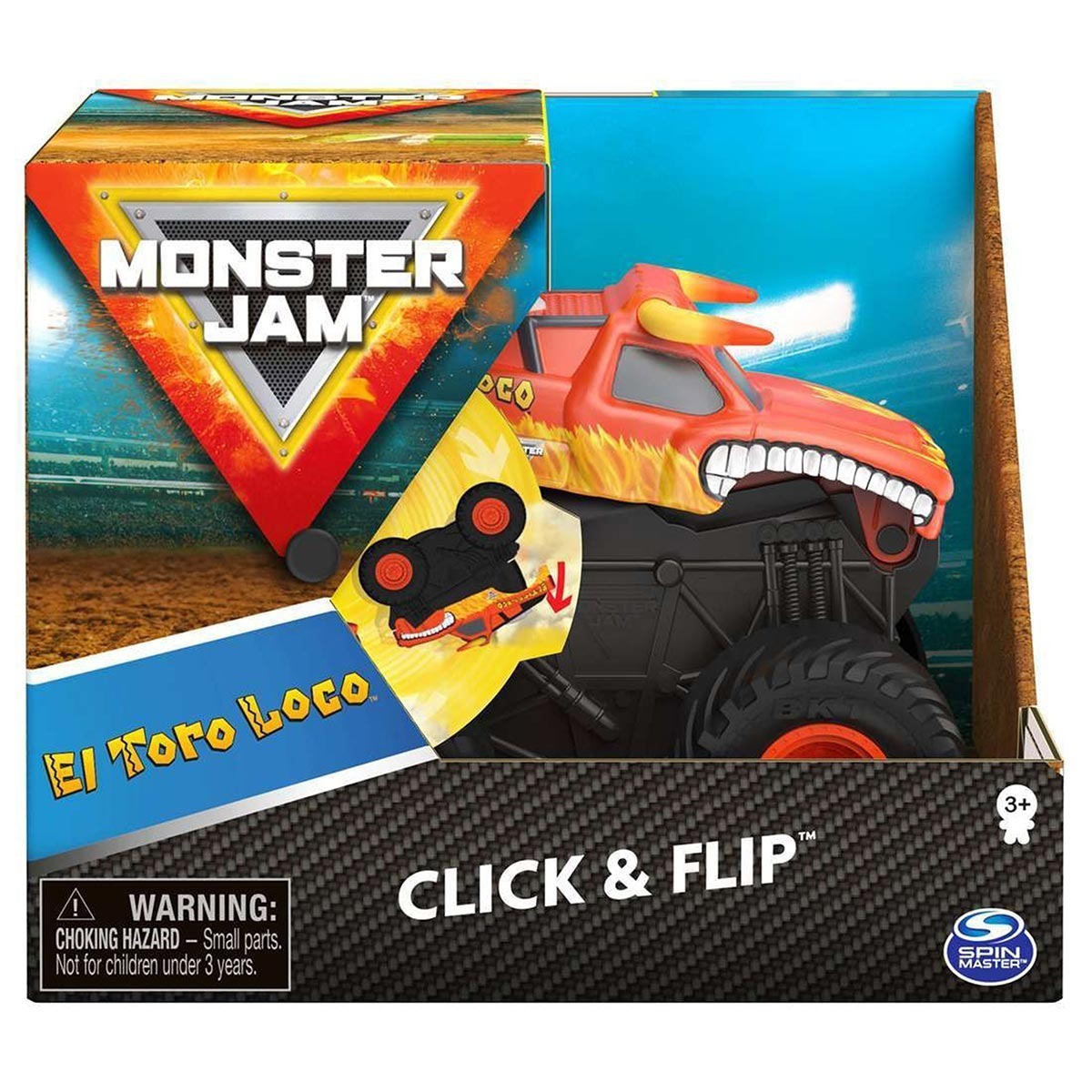 Carrinho El Toro Loco Laranja Click &amp; Flip - Monster Jam