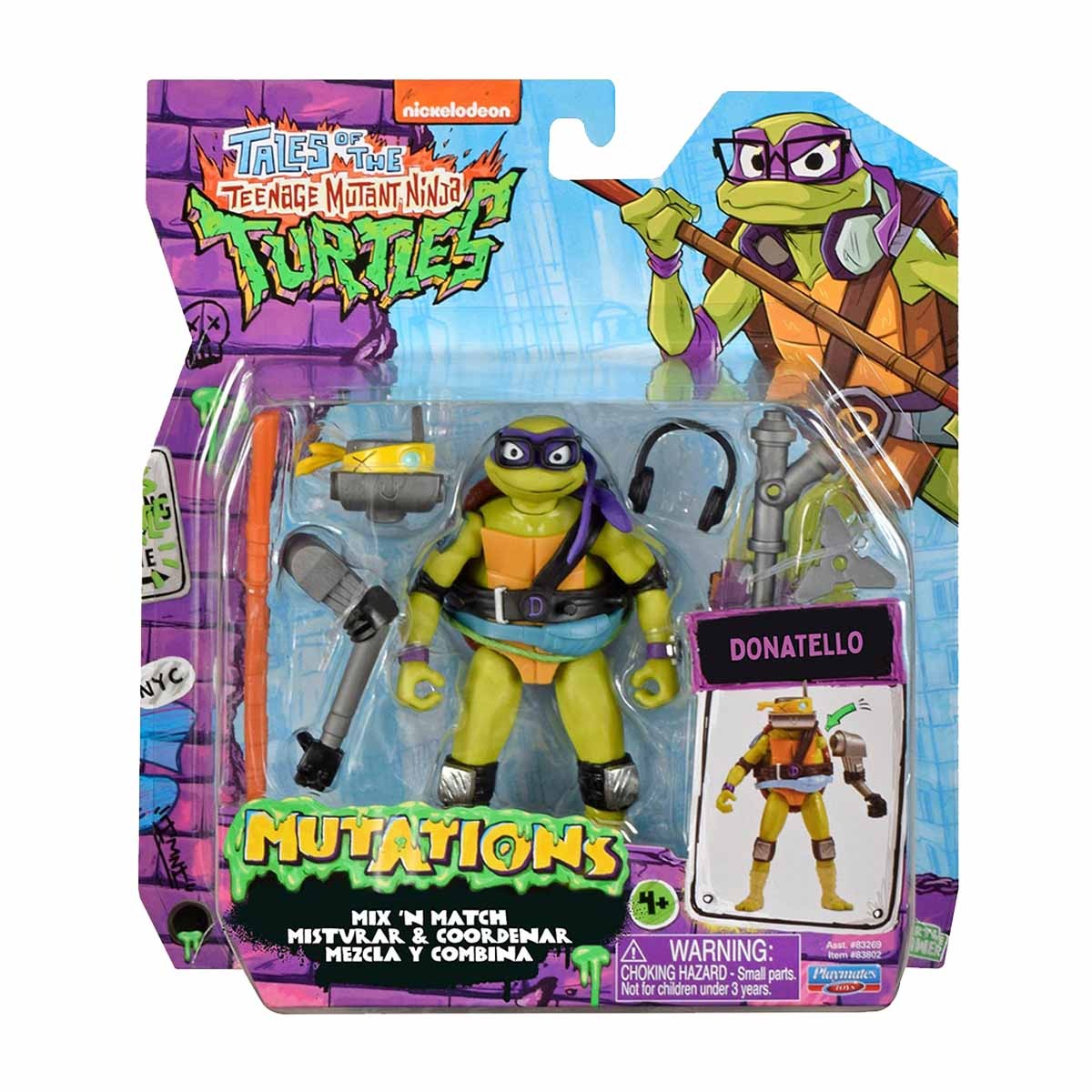 Boneco Donatello de 10cm Mix 'N Match - As Tartarugas Ninja