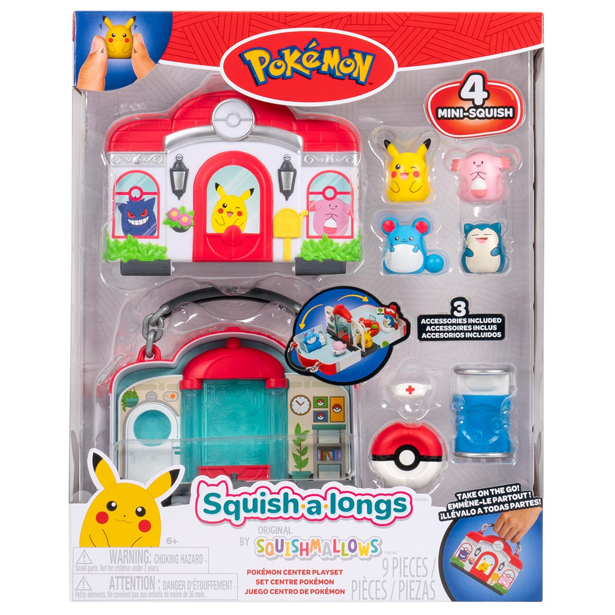 Playset Pokémon com 4 Bonecos e Acessórios - Squish A Longs