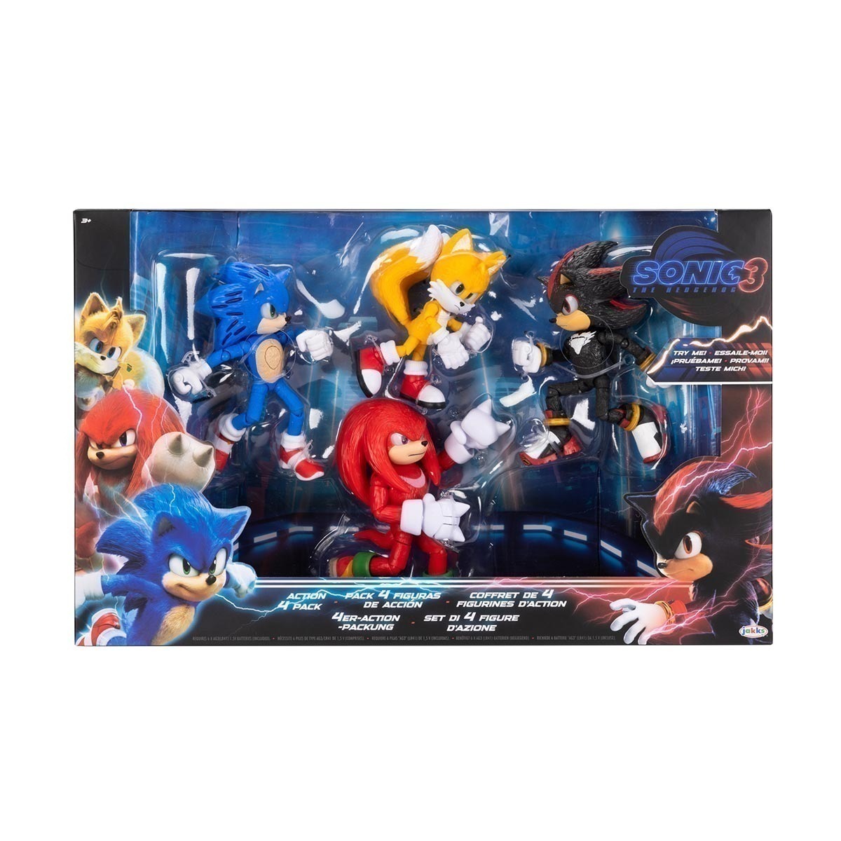 4 Bonecos Sonic, Tails, Shadow e Knuckles - Sonic 3 Filme
