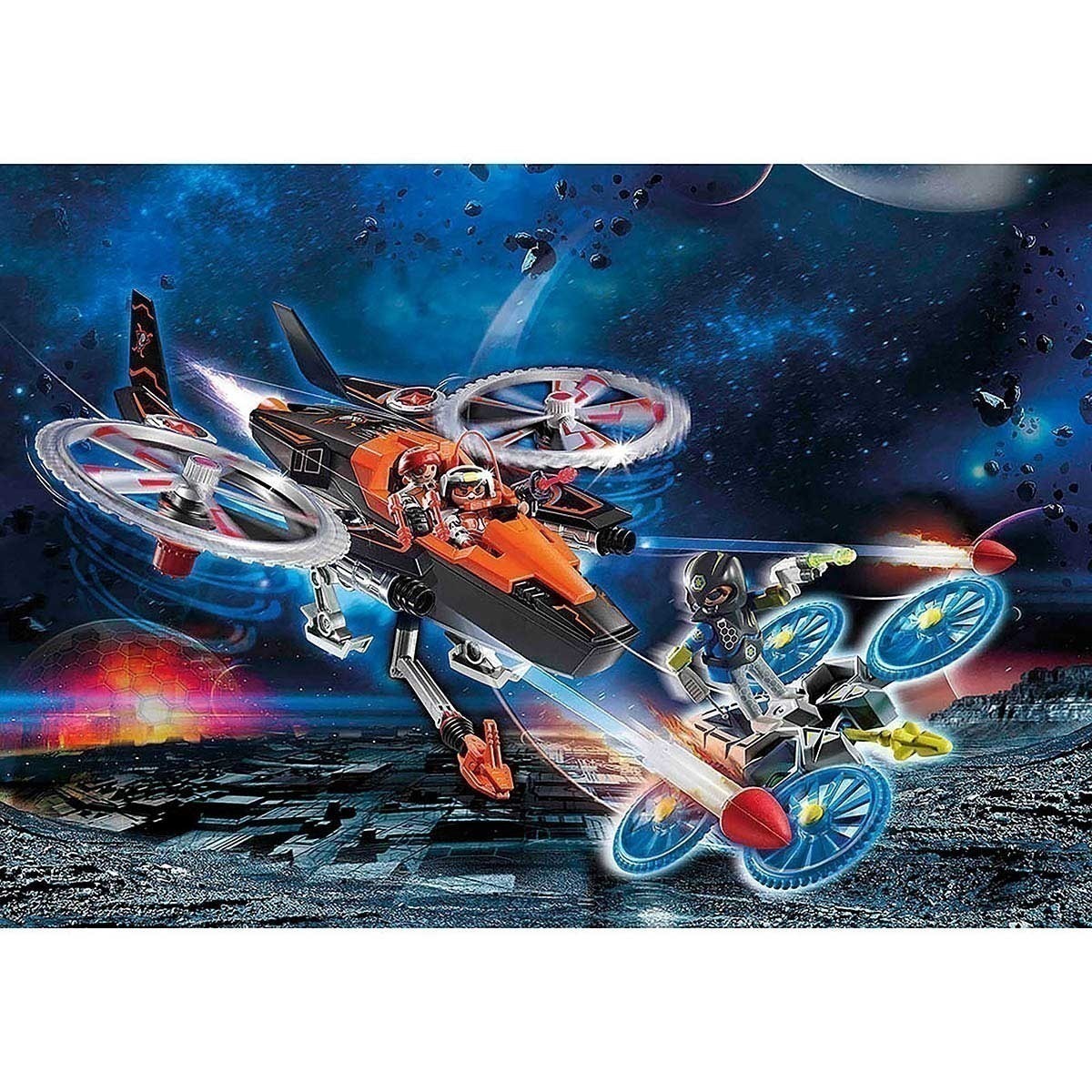 Playmobil - Piratas Galácticos Com Helicóptero - Galaxy Police - 70023