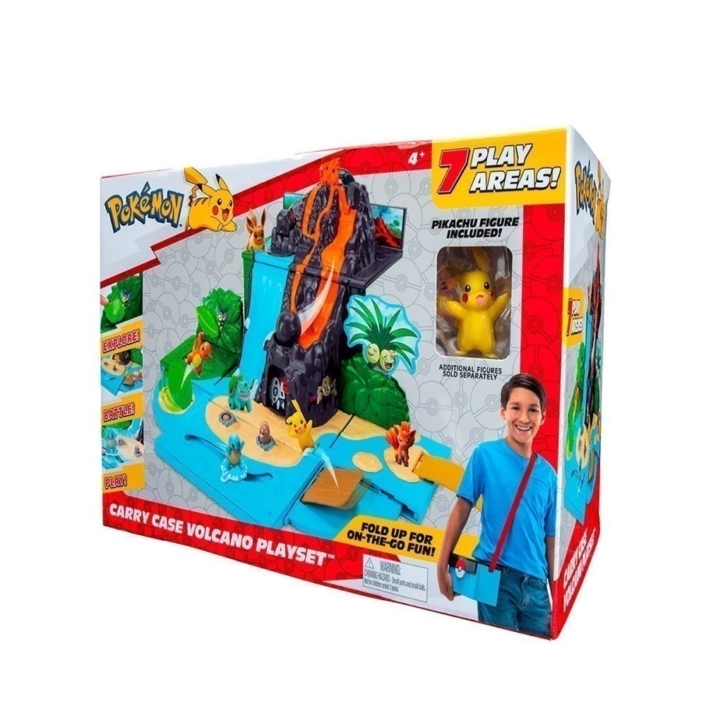 Batalha Pokemon Boneco Pikachu - Playset Vulcao Transporte