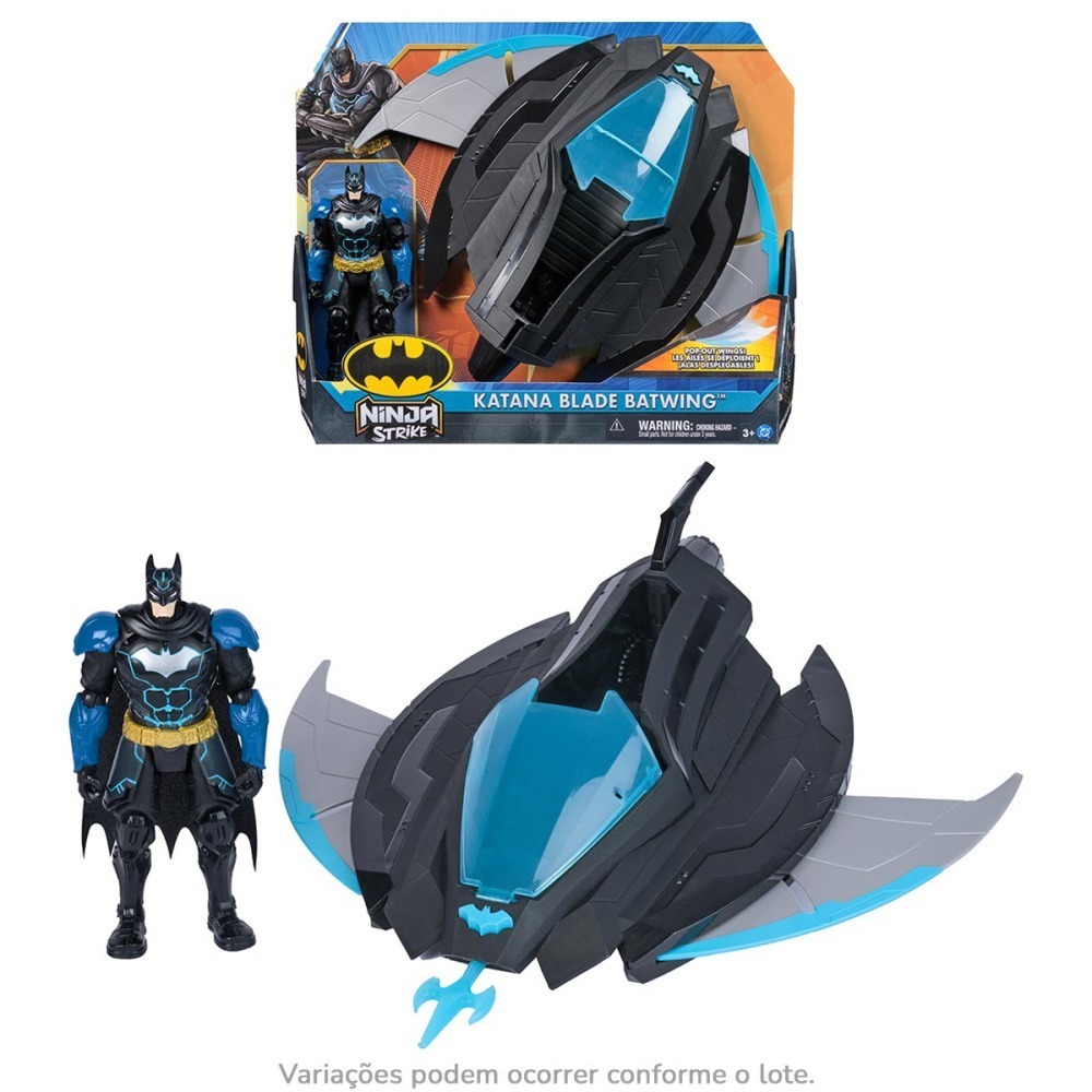 Batwing Ninja Retratil Atirador 30cm Com Boneco Batman 15cm