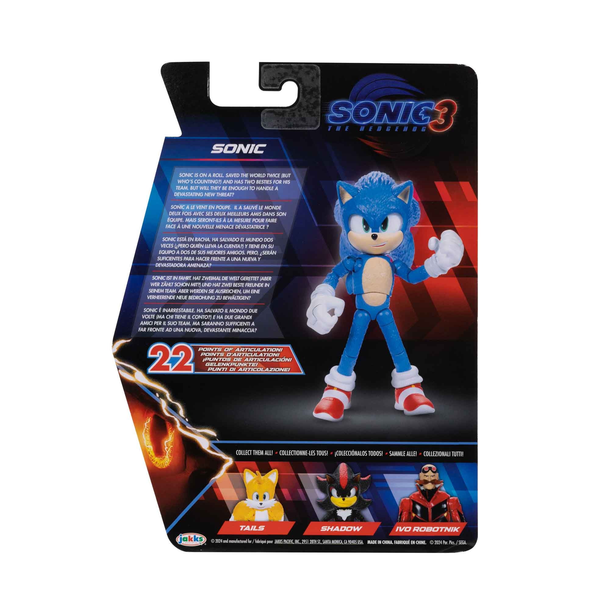 Boneco Articulado Sonic De 12Cm - Sonic 3: O Filme