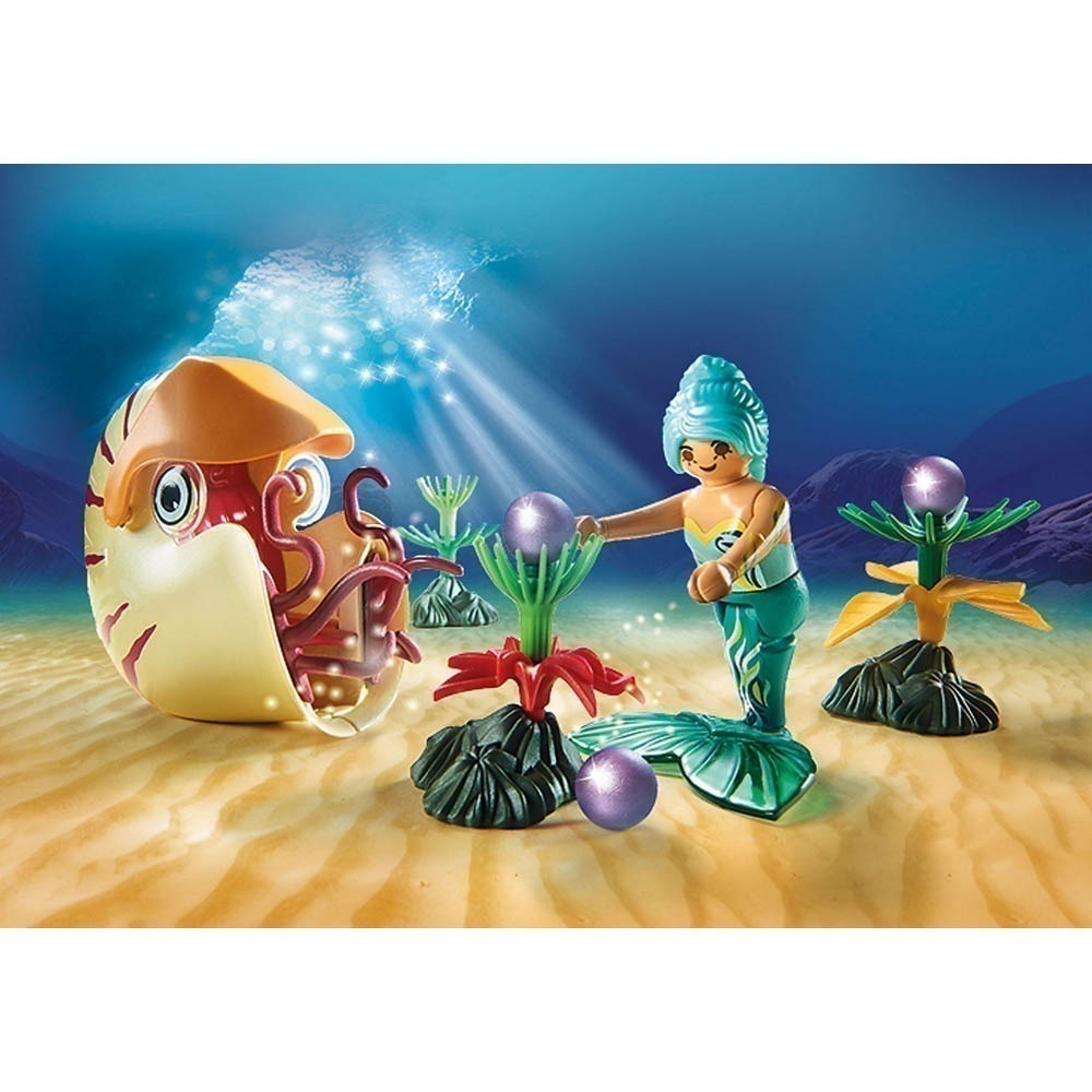 Playmobil - Sereia Com Gôndola De Caracol Do Mar - Magic - 70098