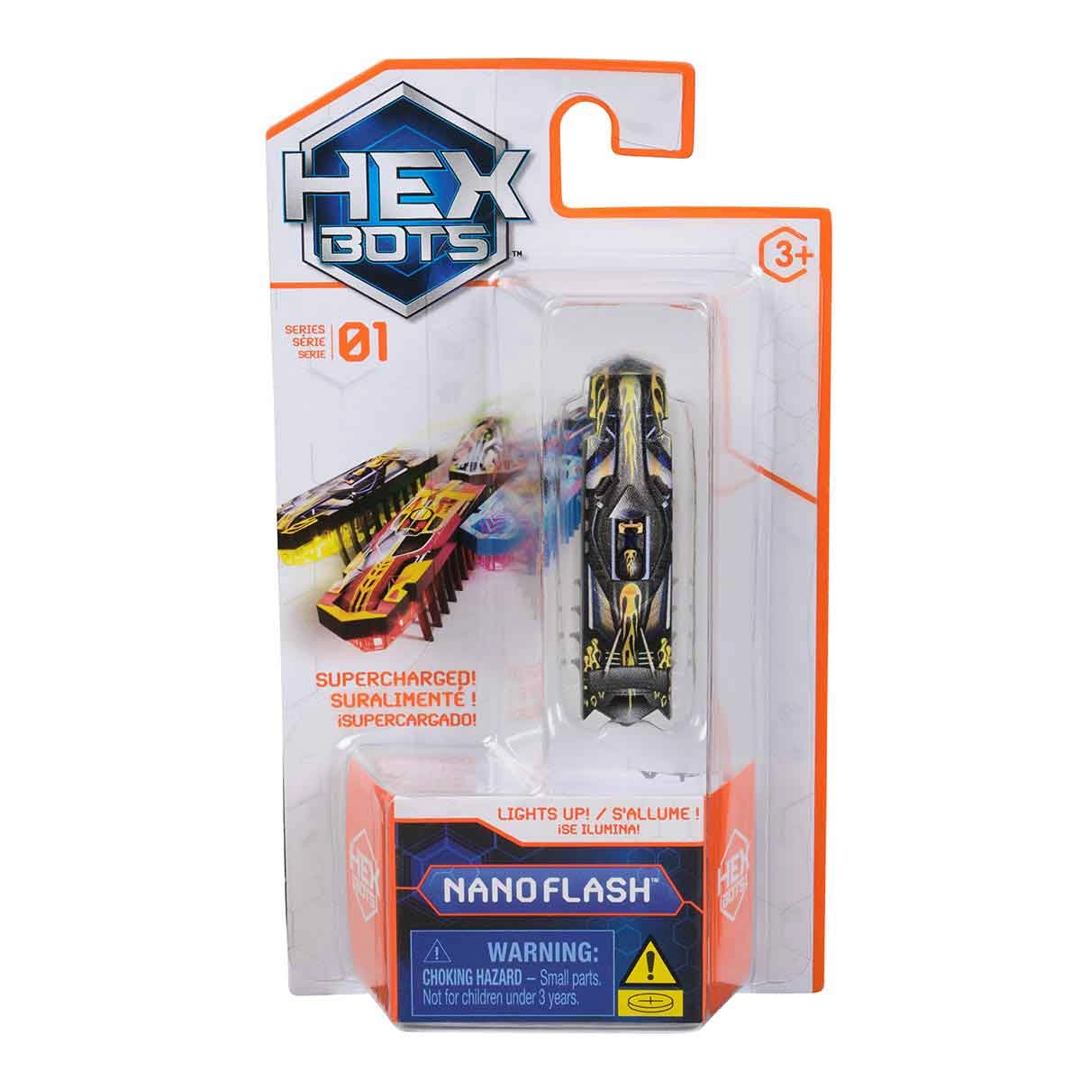 Brinquedo Robo Sensorial Nano Flash Preto E Amarelo Hexbots