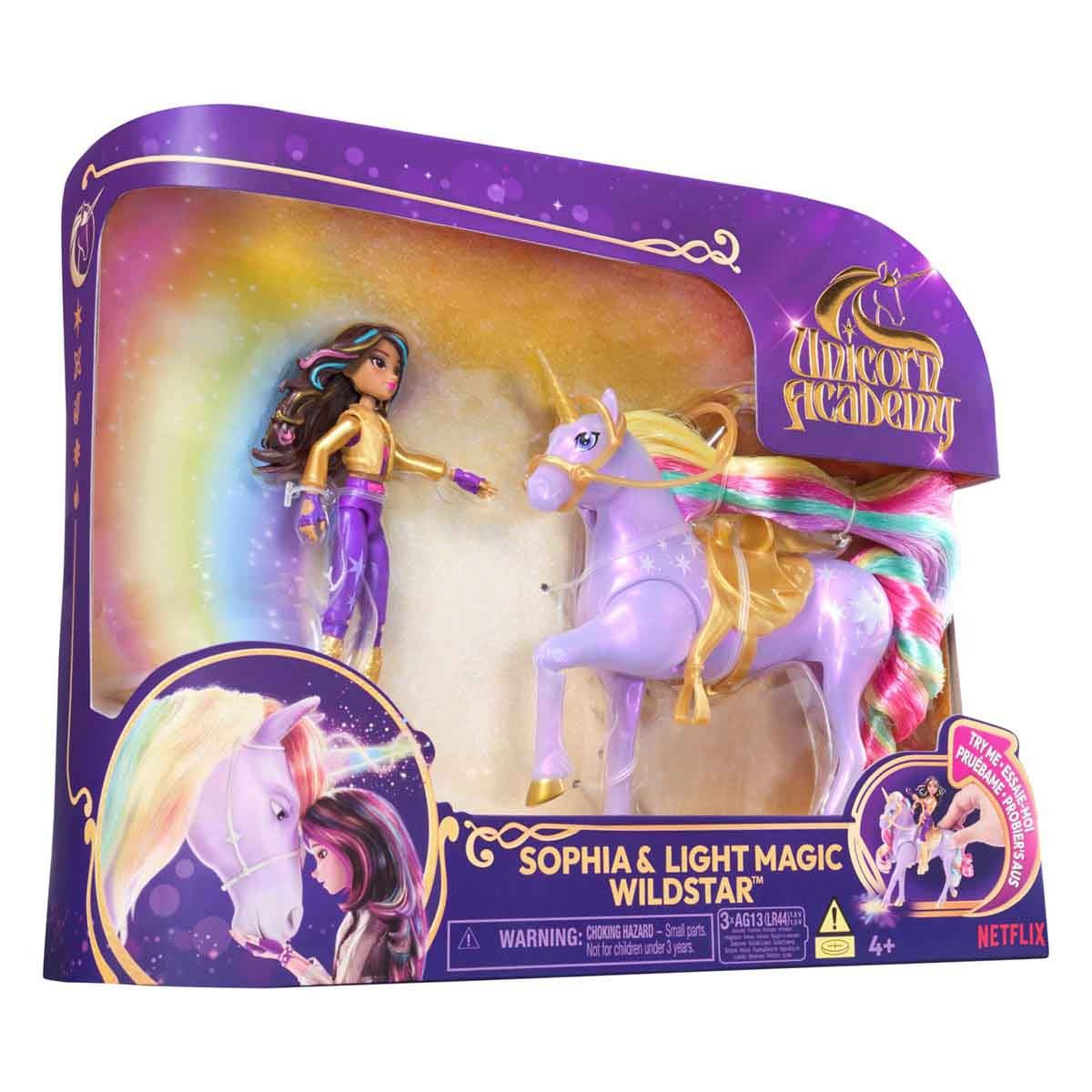 Boneca Sophia, Unicornio Wildstar Com Luz Academia Unicornio