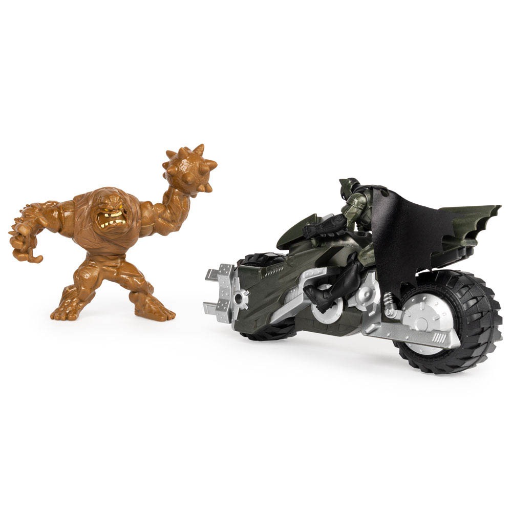 Bonecos Batman E Cara De Barro De 10Cm Com Batmoto - Dc
