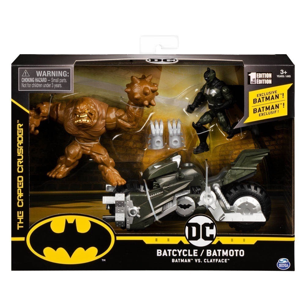 Bonecos Batman E Cara De Barro De 10Cm Com Batmoto - Dc