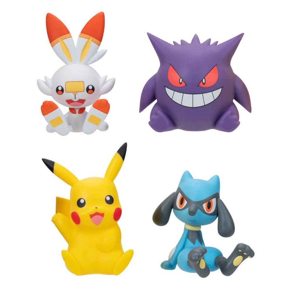 Bonecos Pikachu, Gengar, Scorbunny E Riolu - Pokemon