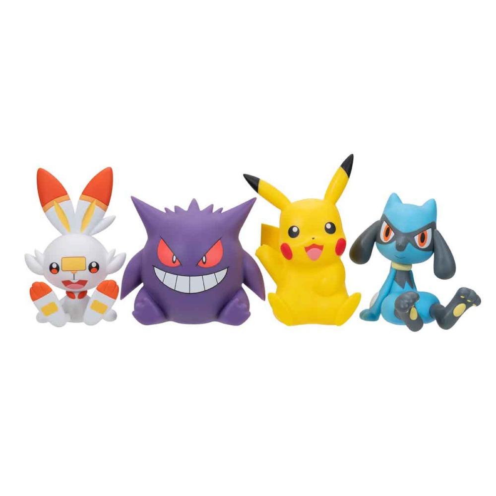 Bonecos Pikachu, Gengar, Scorbunny E Riolu - Pokemon