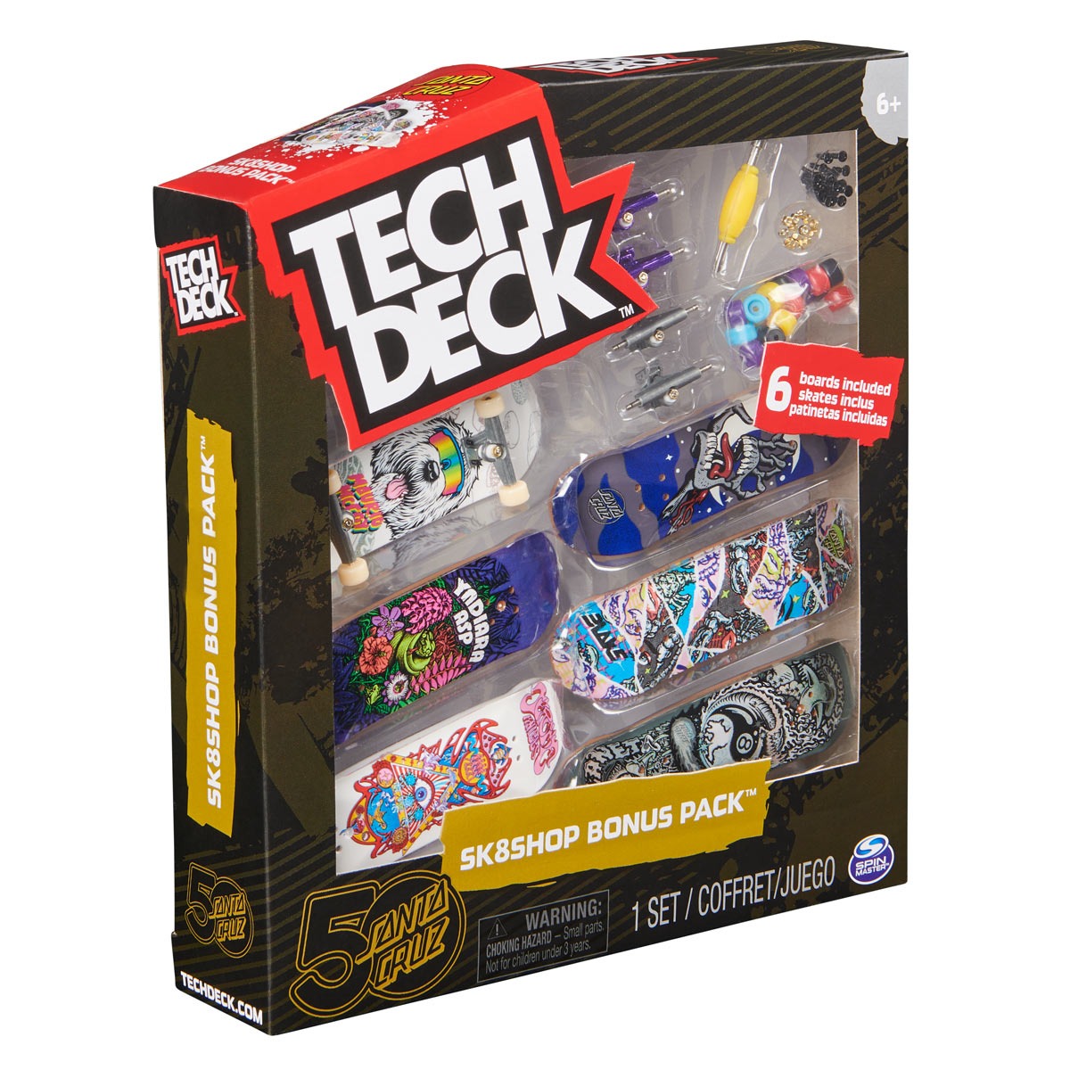 Kit 3 Skate De Dedo E Acessórios Santa Cruz - Tech Deck