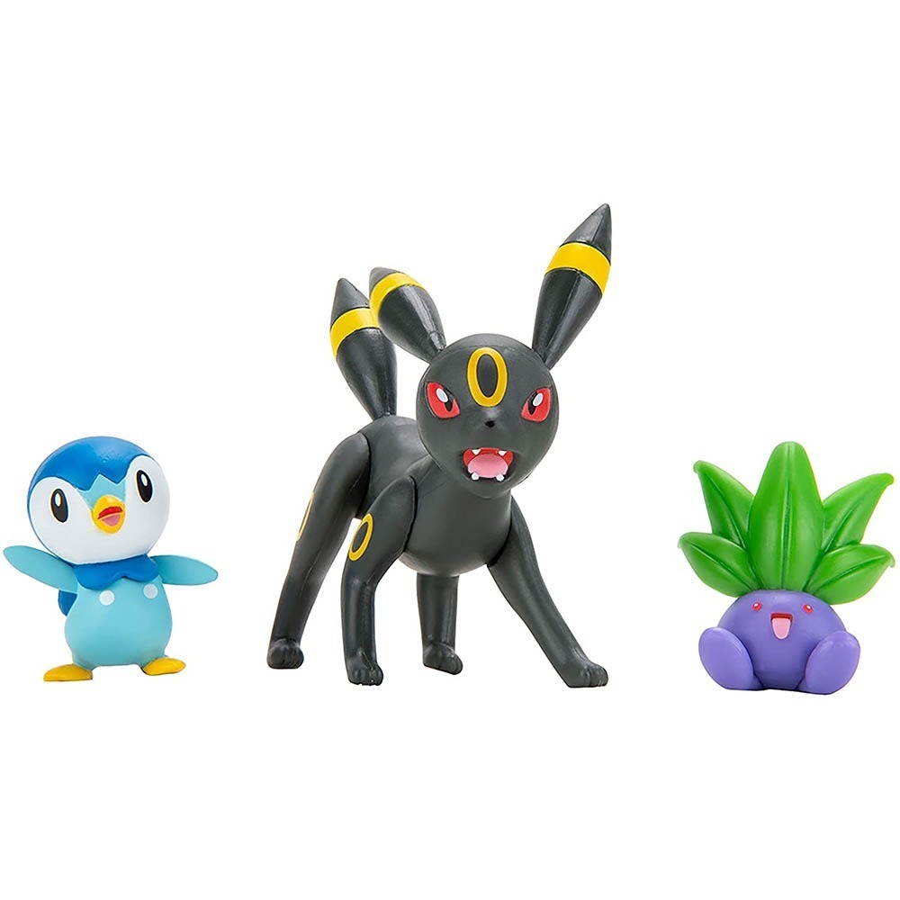 Pokémon - 3 Figuras De Ação - Umbreon + Oddish + Piplup Pokémon - 3 Figuras De Ação - Umbreon + Oddish + Piplup