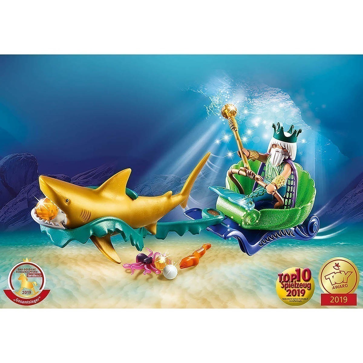 Playmobil - Rei Do Mar Com Carruagem De Tubarão - Magic - 70097