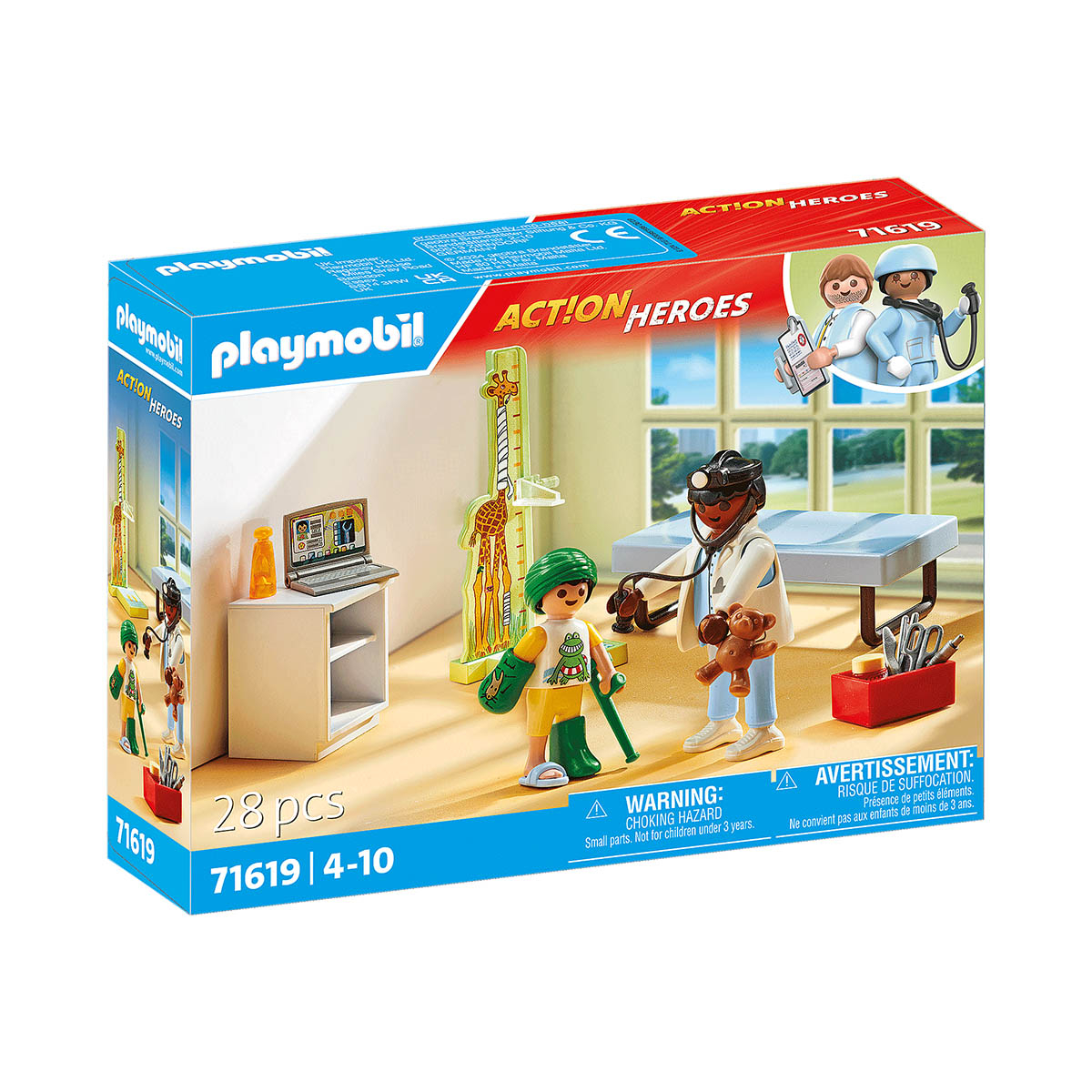 Pediatra com Urso de Pelúcia - Playmobil Action Heroes 71619
