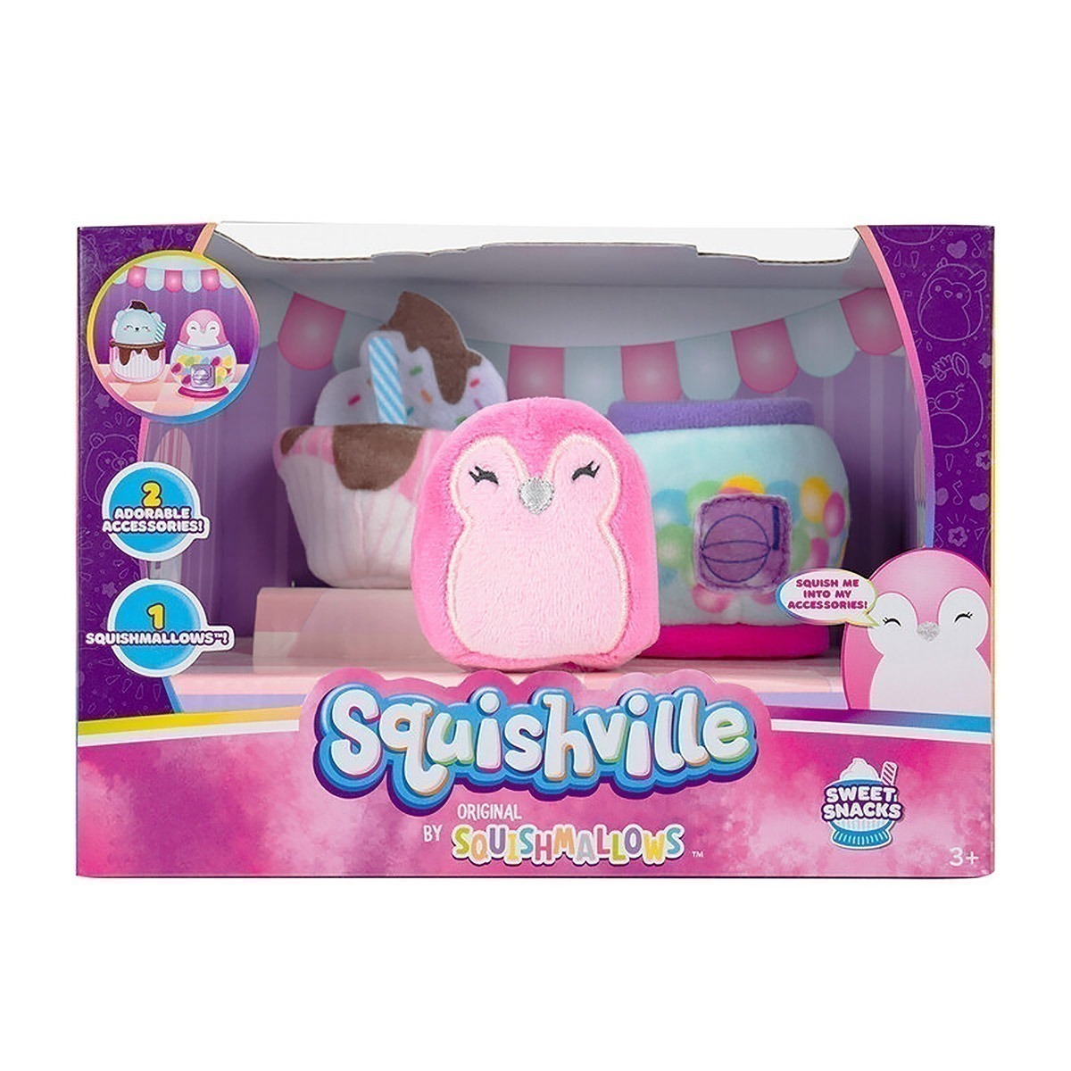Squishville - Mini Squishmallows +2 Acessórios - Sweet Snacks