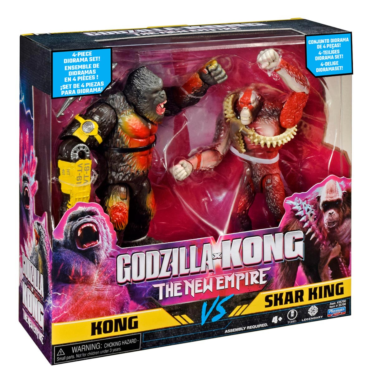 2 Bonecos Kong Vs Skar King De 15Cm Com Acessórios Godzilla