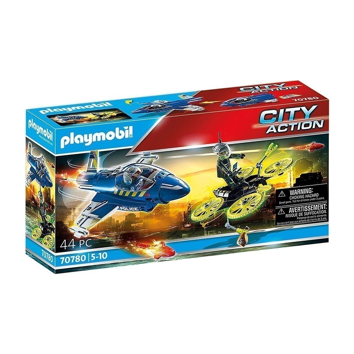 Playmobil - Jato Da Polícia Com Drone - City Action - 70780
