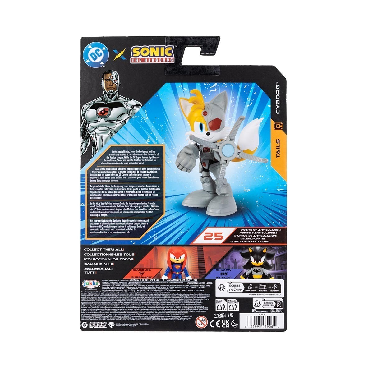 Boneco Articulado Shadow Tails Cyborg de 12cm - Sonic Warner