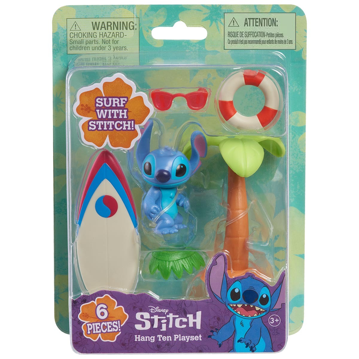 Boneco Stitch De 5Cm Com Acessórios Hang Ten - Stitch
