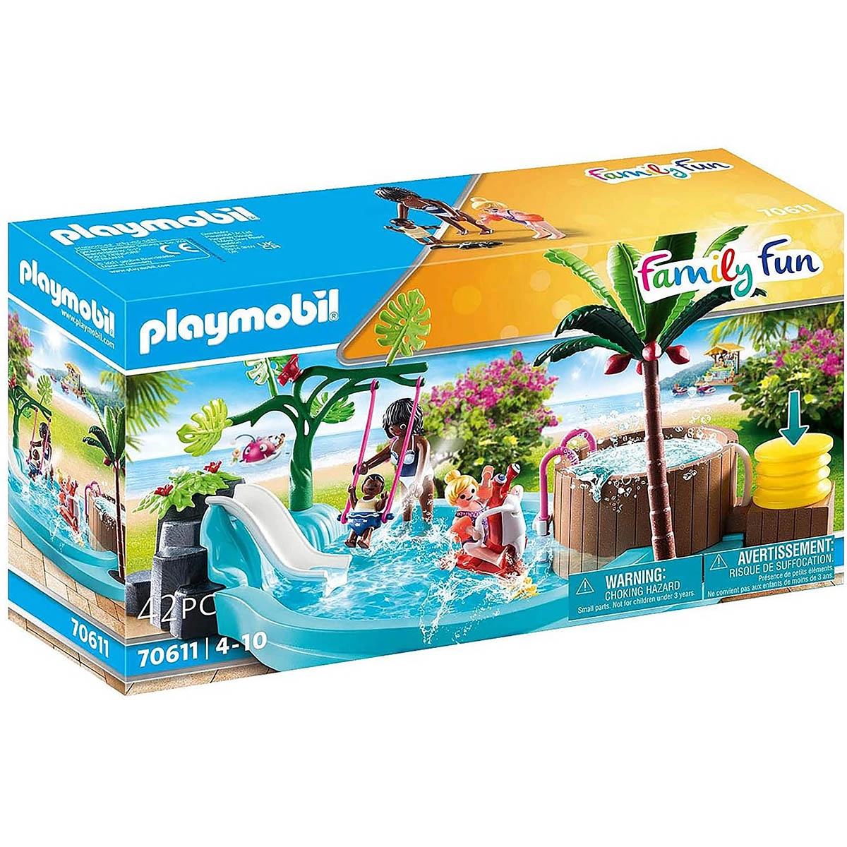 Playmobil - Piscina Infantil Com Toboágua - Family Fun - 70611 Playmobil - Piscina Infantil Com Toboágua - Family Fun - 70611