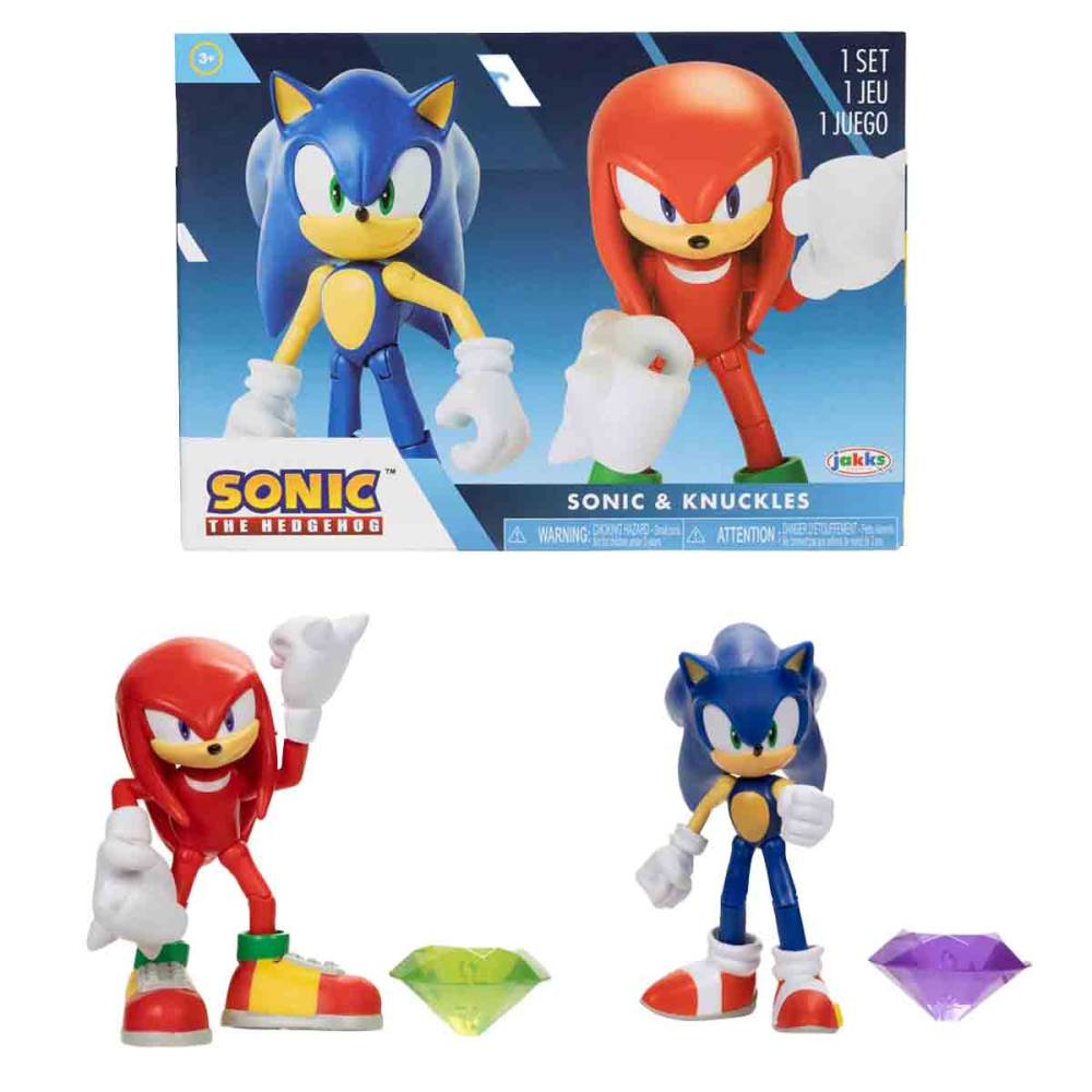 2 Bonecos Sonic E Knuckles Com Acessórios - Sonic 2 Bonecos Sonic E Knuckles Com Acessórios - Sonic