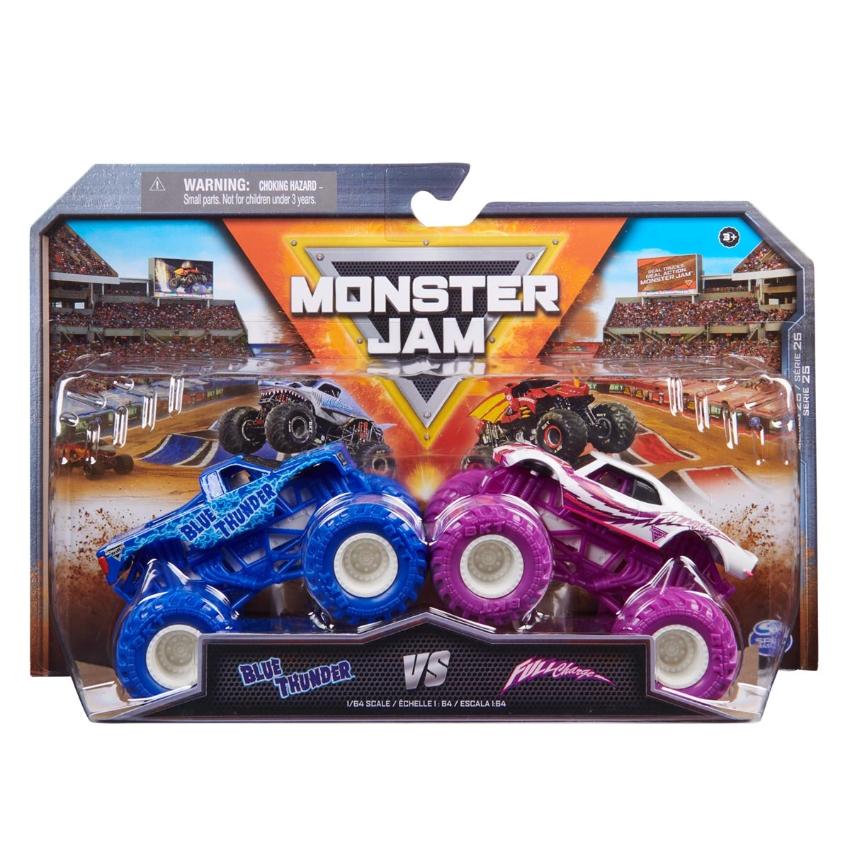 2 Carrinhos Blue Thunder Vs Full Charge 1:64 - Monster Jam