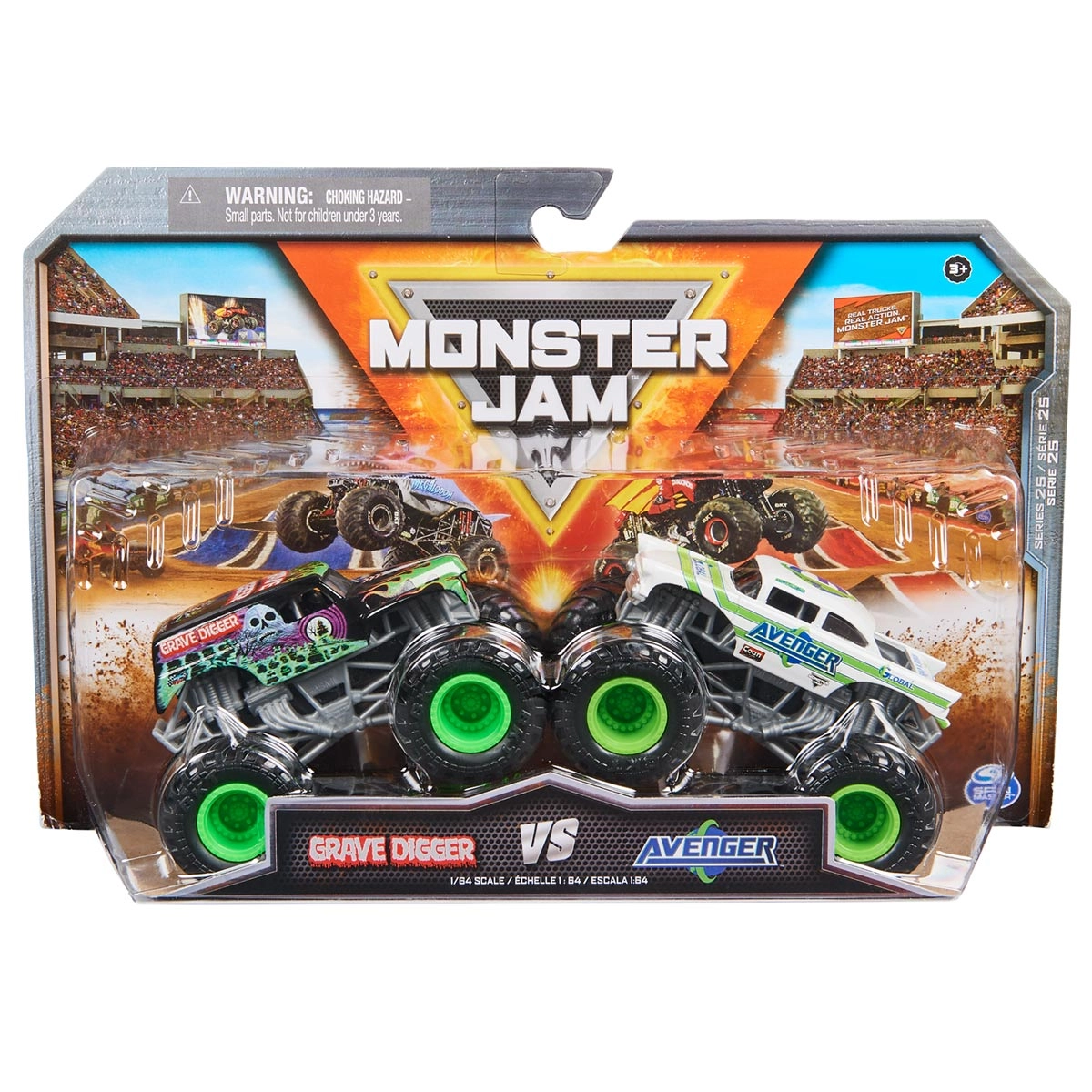 2 Carrinhos Grave Digger Vs Avenger 1:64 - Monster Jam