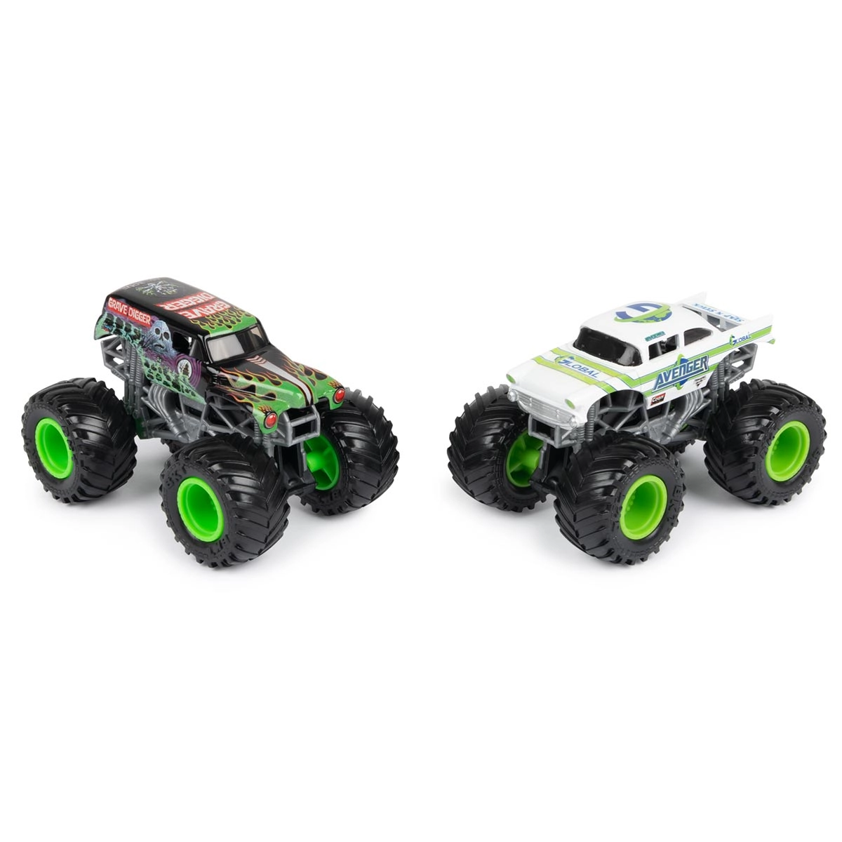 2 Carrinhos Grave Digger Vs Avenger 1:64 - Monster Jam