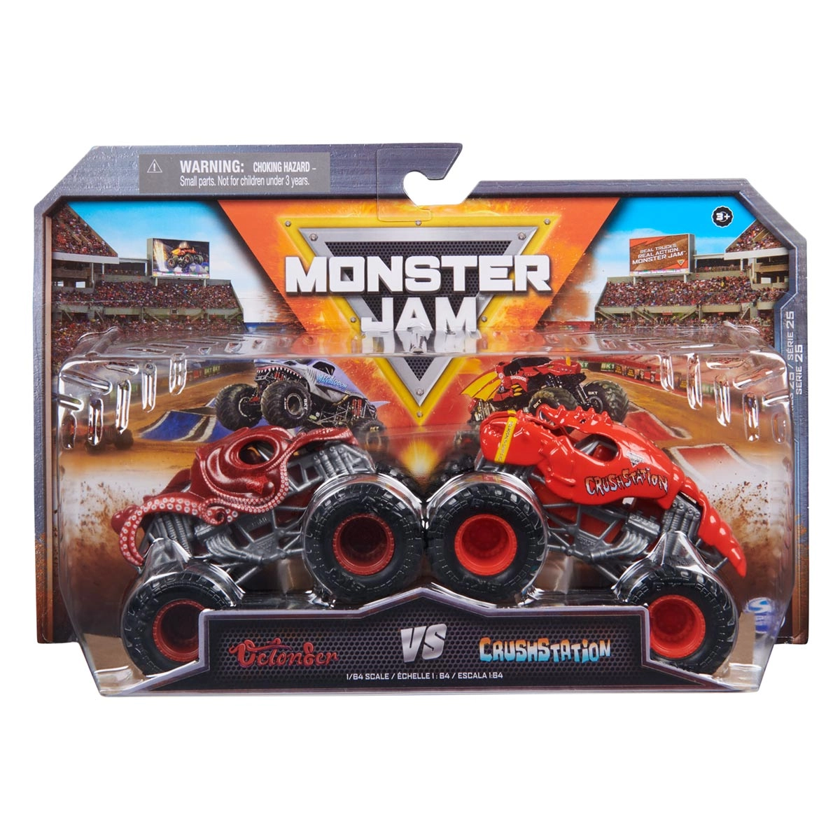 2 Carrinhos Octon8Er Vs Crushstation 1:64 - Monster Jam