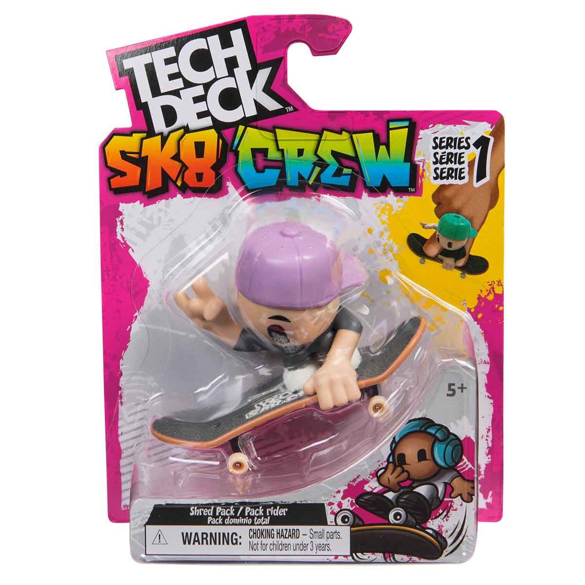 Skate De Dedo E Boneco Sk8 Crew (Boné Lilás) 96Mm Tech Deck