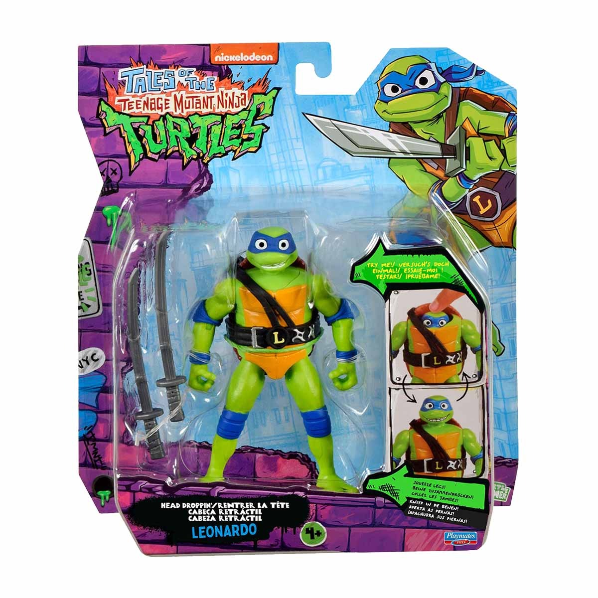 Boneco Leonardo de 10cm Cabeca Retratil  As Tartarugas Ninja