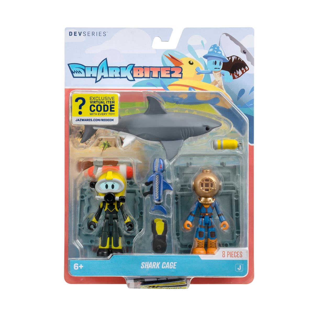 2 Bonecos Com Acessórios Shark Cage - Devseries