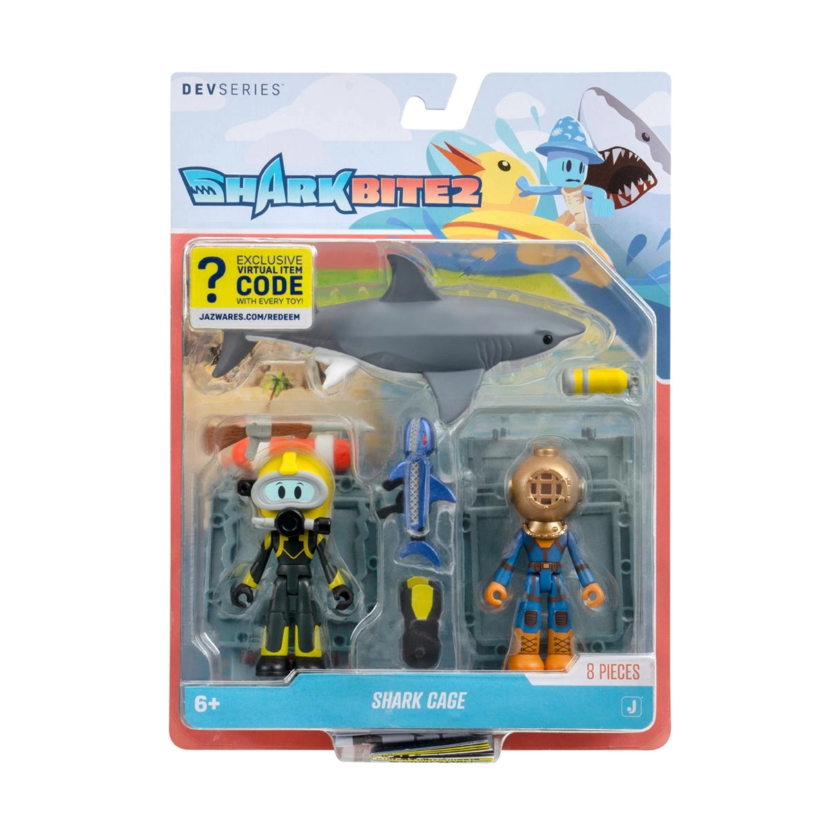 2 Bonecos Com Acessórios Shark Cage - Devseries