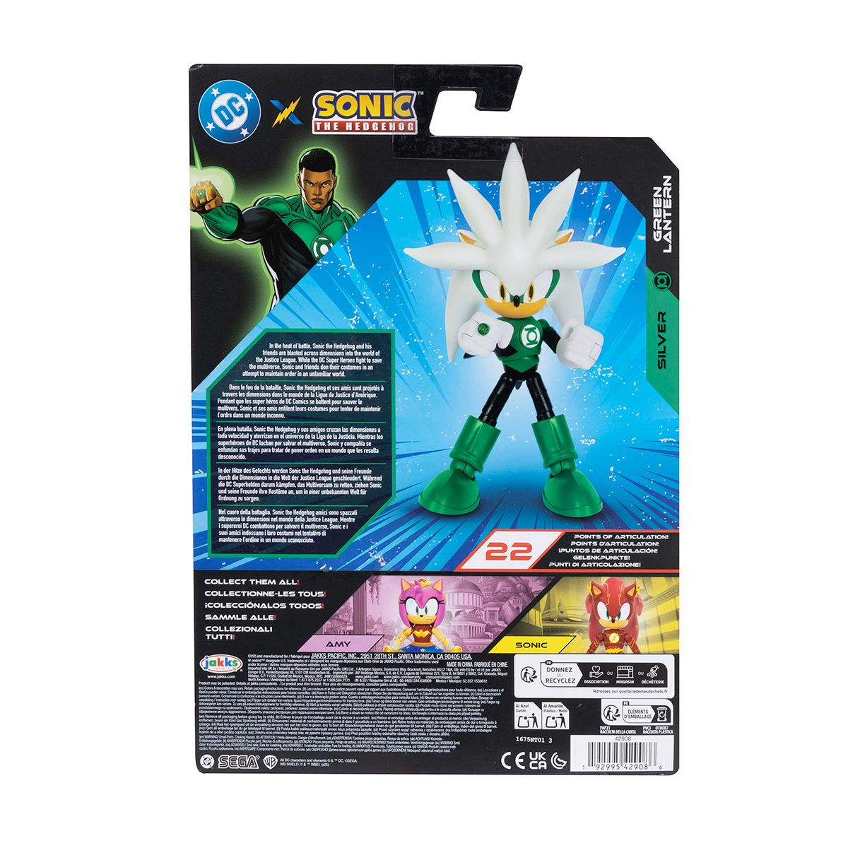 Boneco Articulado Silver Lanterna Verde 12cm - Sonic Warner